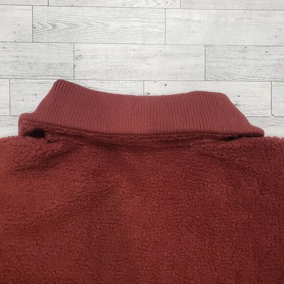 Berkley Jensen Sherpa Quarter Zip Wide Ribbed Collar Rust Cozy Womens XL NWT - Picture 12 of 12